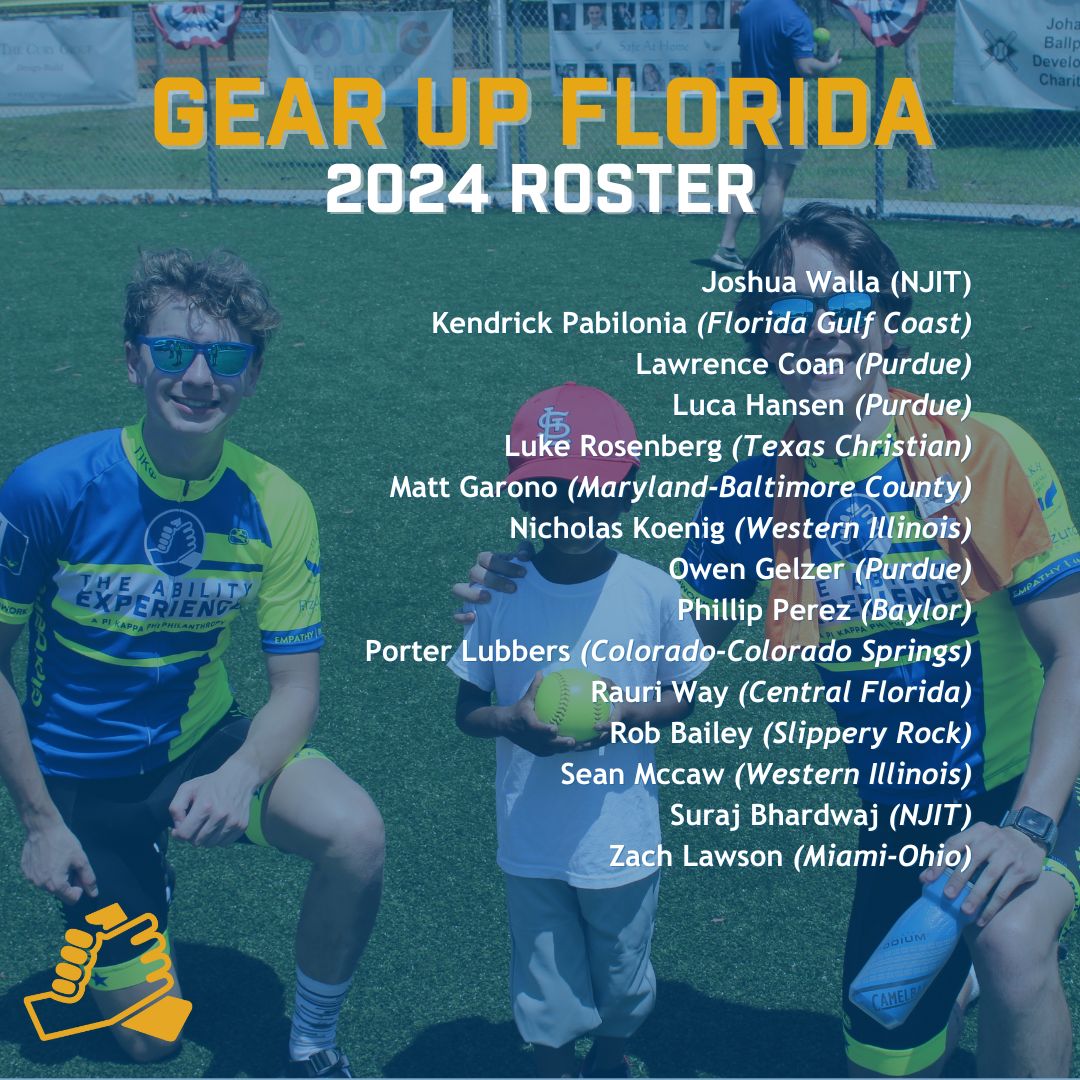 Introducing our 2024 Gear Up Florida team! 🌴

From Miami to Tallahassee, this group of servant leaders will travel the state of Florida fundraising, volunteering and raising awareness for people with disabilities. Tag a brother you are excited to see hit the road this summer.