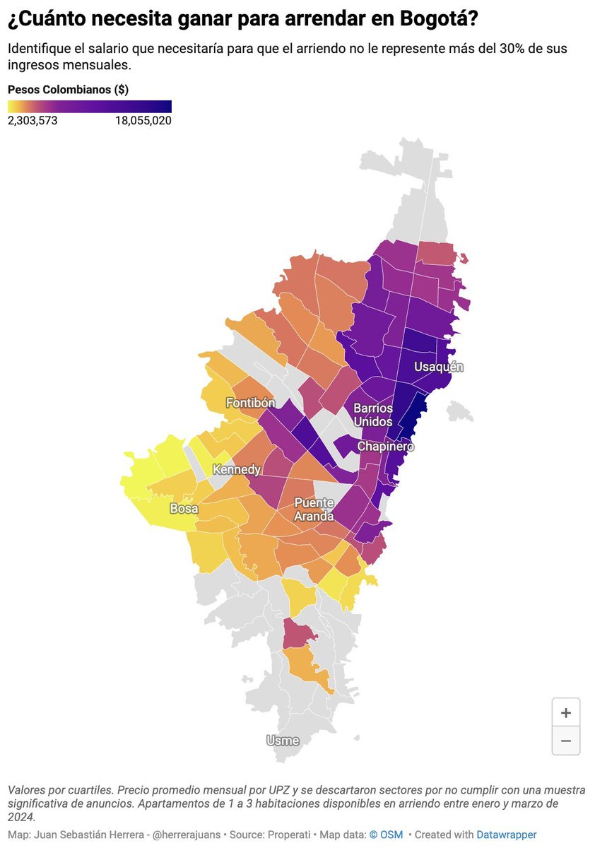 How much money do you need to earn to rent a place in Bogotá?🇨🇴 Cheapest: If you earn $500 monthly, you can afford the cheapest options (I don't recommend this because the neighborhoods, such as Bosa and Kennedy, are dangerous). Expensive: If you earn at least $4,000 monthly,…