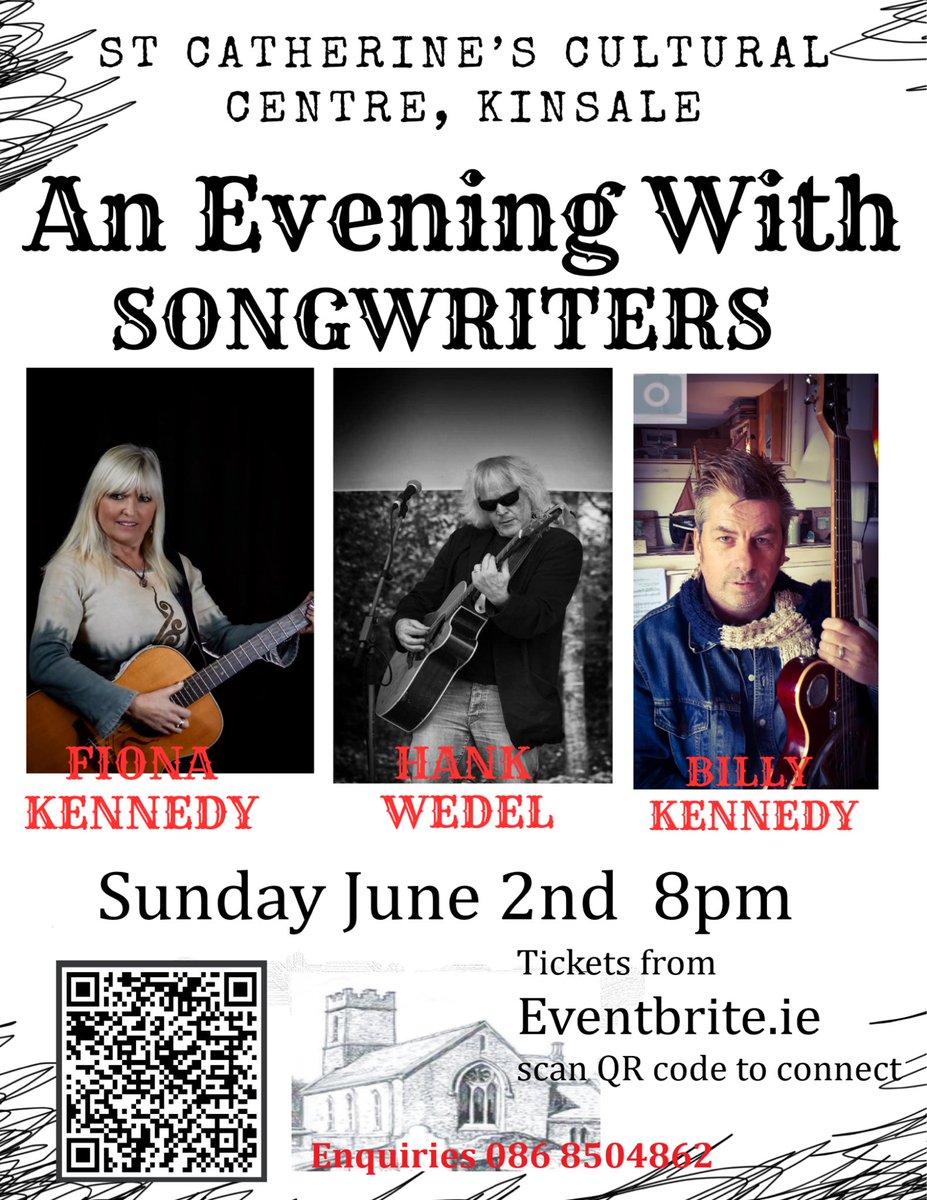 A great chance to catch @HankWedel , Billy Kennedy & yours truly all with just one ticket! St Catherine’s is a converted church in beautiful Kinsale @KinsaleOnline @SamsKinsale @kinsale_ie Tkts: eventbrite.com/e/an-evening-w…