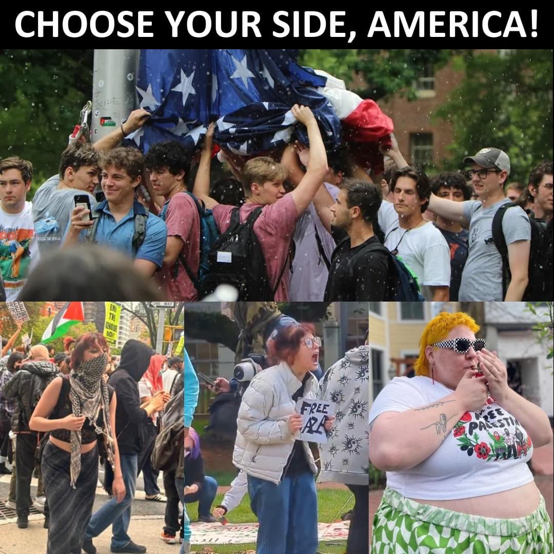 Choose a side America! One side is happy, hopeful, joyful, attractive and loves America! The other side is physically grotesque, angry, and hates America! Choose carefully because your choice will have dire consequences if you choose wrong…