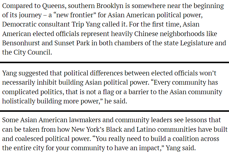 I enjoyed speaking w @Annie_McDonough of @CityAndStateNY on an in depth story about how Southern BK is the new frontier for building AAPI political power. Local journalism is so important - few have covered NY AAPI communities as thoroughly as Annie. cityandstateny.com/politics/2024/…