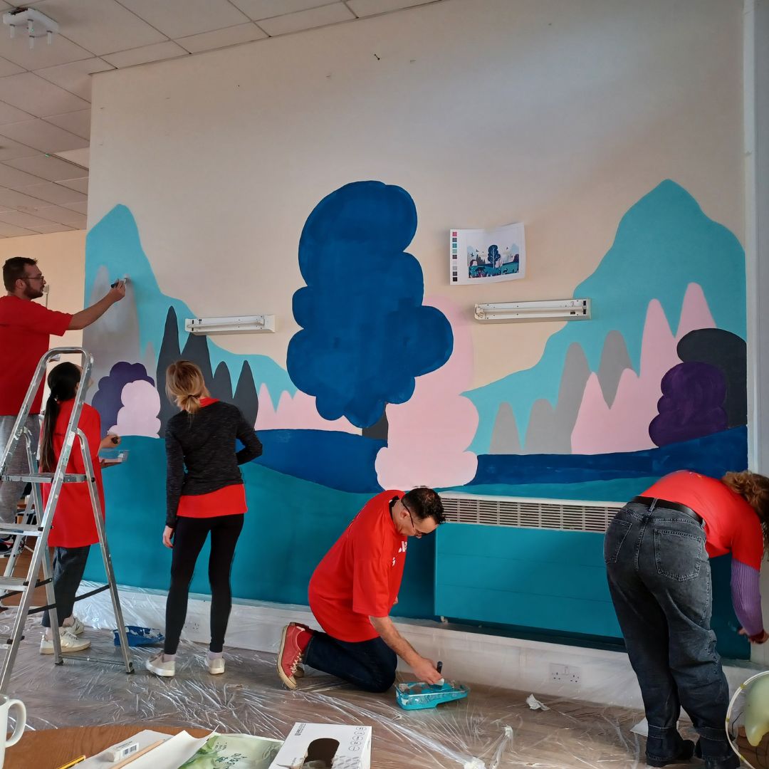 We'd like to thank Gensler Birmingham for providing us with a new mural, designed by Joanna Siecla, in the Living Well Centre at our Selly Park site. 🎨 It looks amazing, and has really helped to brighten the place up!