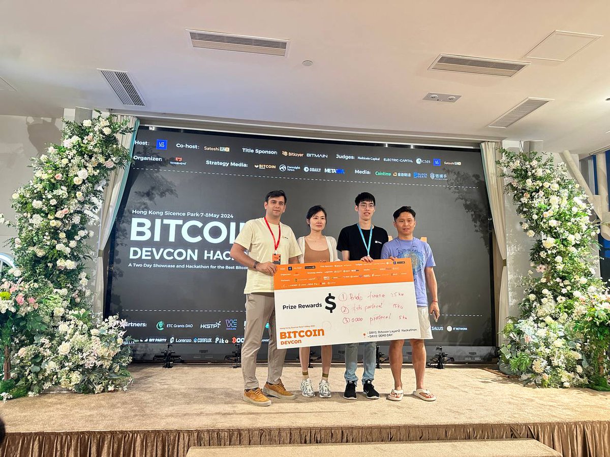 #BEVM Hackathon winners announced after exciting competition! The top three winners were @BidoFinance , @SatoshiBEVM and @oooo_money ！ BEVM CGO @hakan_sezikli personally presented them with the award. Let's keep building!🚀 #BTClayer2 #BTC