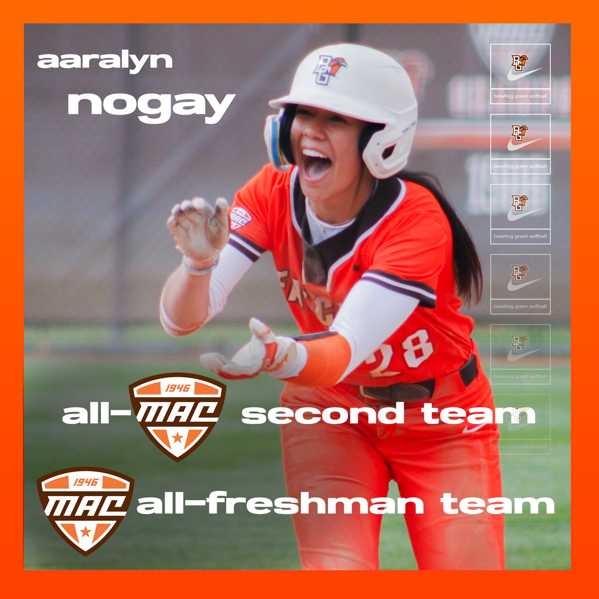 Fabulous Falcon Freshman Aaralyn Nogay has been named to the All-MAC Second Team AND the MAC's All-Freshman Team!

#AyZiggy | 🟠🥎🟤
📰⬇️⬇️
bit.ly/4b8xN2f