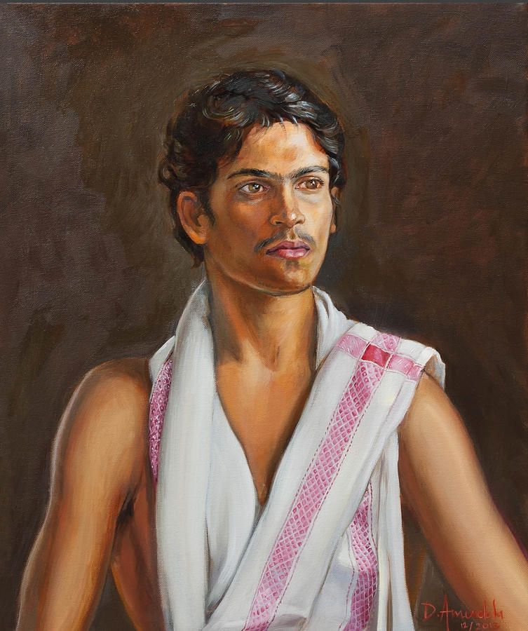 Portrait of a Young Indian Man by Dominique Amendola buff.ly/2BJRFu4
This is a portrait executed from life in a few hours (12). This young man is a Pujari priest wearing the traditional cloth for doing his worship, shirts not being allowed for going on the altar.