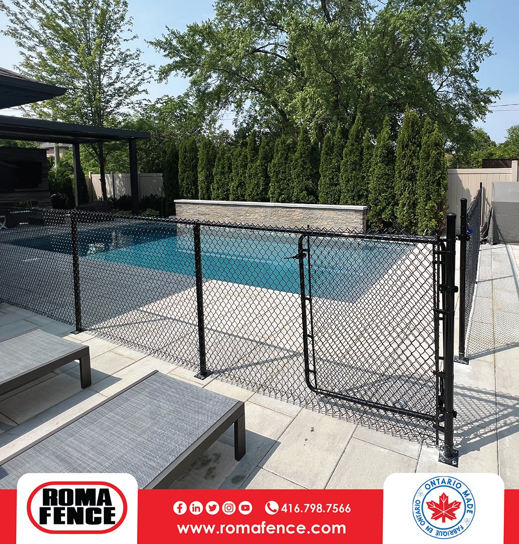 Pool season is almost here! 💦☀️Add safety to your pool with a chain link or ornamental iron fence! #romafence #poolfence #summer