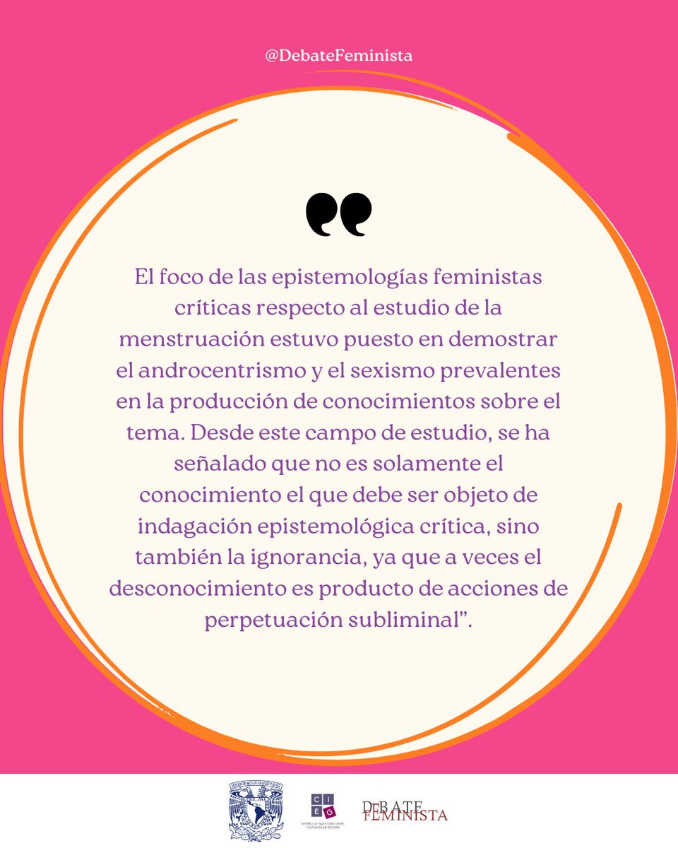 La ignorancia en torno a la menstruación y la que la falta de información nos aisla de algo con lo que convivimos a lo largo de nuestra vida.
Consulta 👉 bit.ly/4a7c1e3 en #DebateFeminista💜
