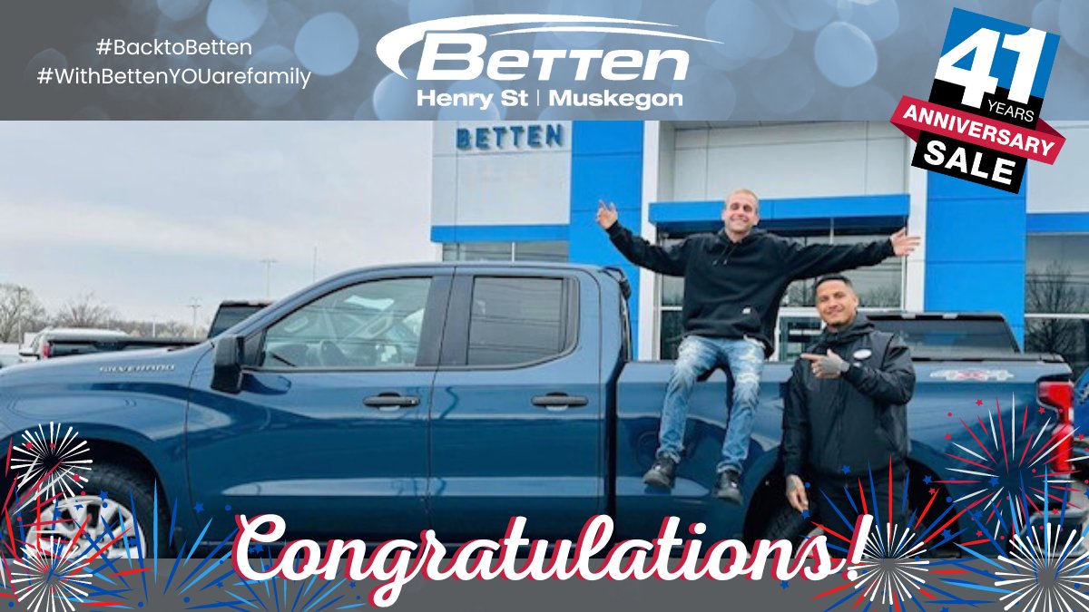 🥳🥳Congratulations to Benji on your #Chevy #Silverado!  Thank you for trusting Stephen Douglas & the #BettenMuskegon #team.  #Enjoy your new #truck.  #BacktoBetten #theBettenLegacy #withBettenYOUarefamily #AmazingdealsbyDouglas #TrustedSaleswithStephen #carsales
