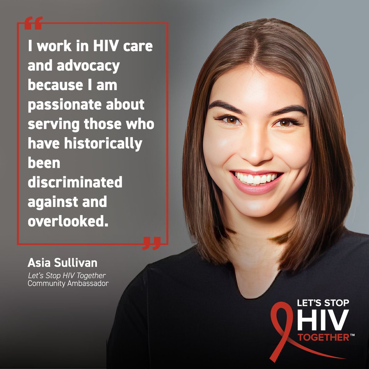 Let’s #StopHIVTogether Ambassador Spotlight: Meet Asia Sullivan! As a clinician and social media influencer, Asia uses her voice to educate her patients and followers about HIV. #TogetherAmbassadorSpotlight