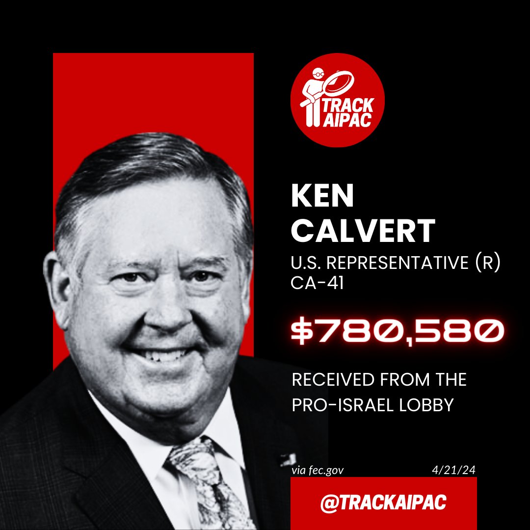 @KenCalvert 'I support genocide.' - Ken Calvert #RejectAIPAC