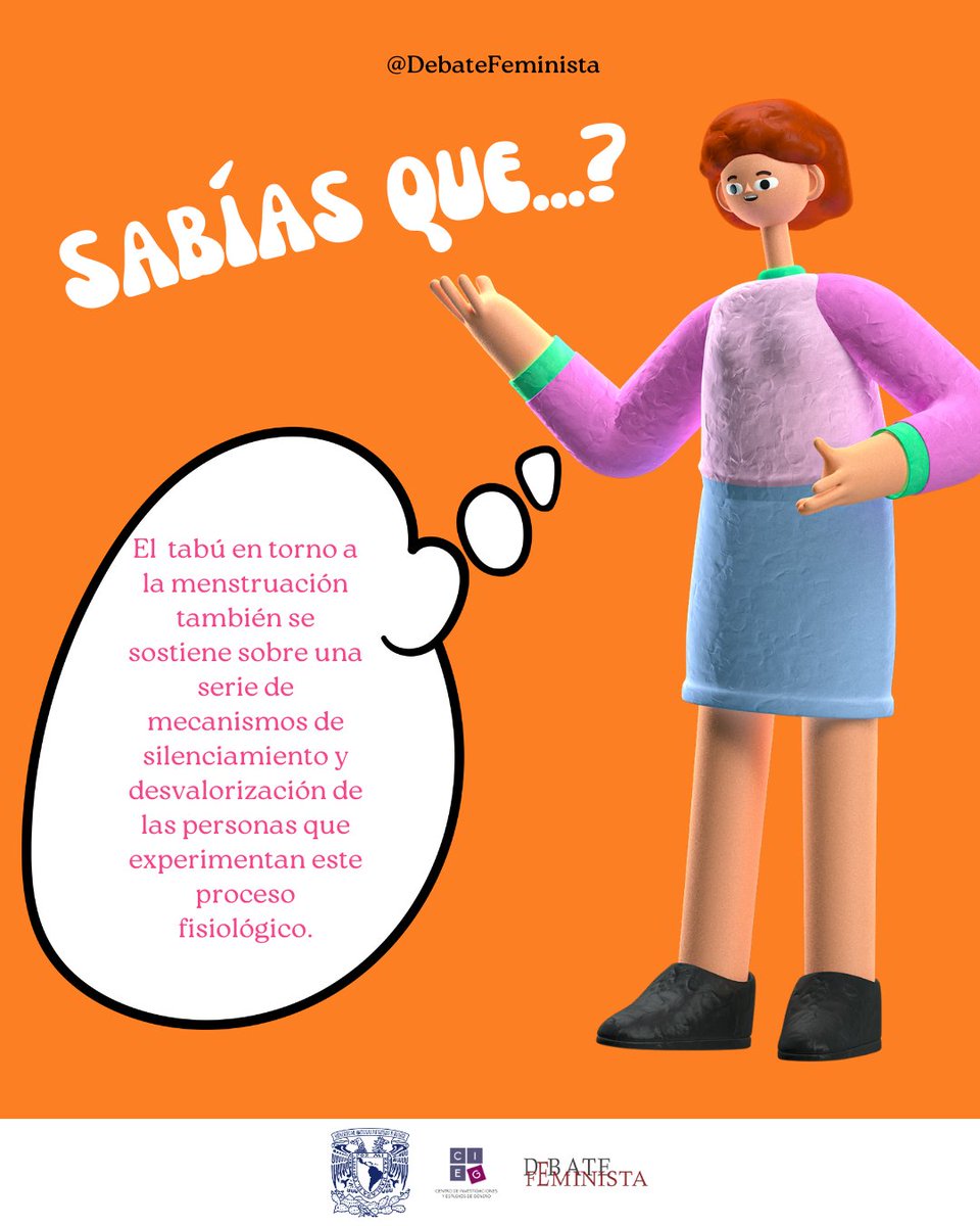 #SabiasQue | El  tabú en torno de la menstruación se sostiene sobre una serie de mecanismos de silenciamiento sobre las personas que experimentan este proceso fisiológico. 
Te invitamos a leer bit.ly/4a7c1e3 en #DebateFeminista💜