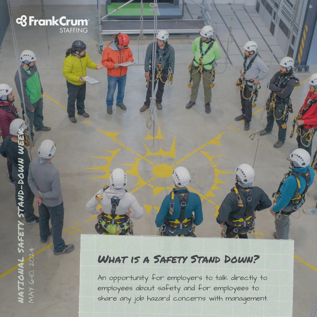 While voluntary, conducting a safety stand-down is an opportune time to remind employees of safety practices and give the floor to employees to share any safety concerns they have and address them. 🗣️🚧 hubs.li/Q02vZbDK0 #NationalSafetyStandDown #Safety #Construction