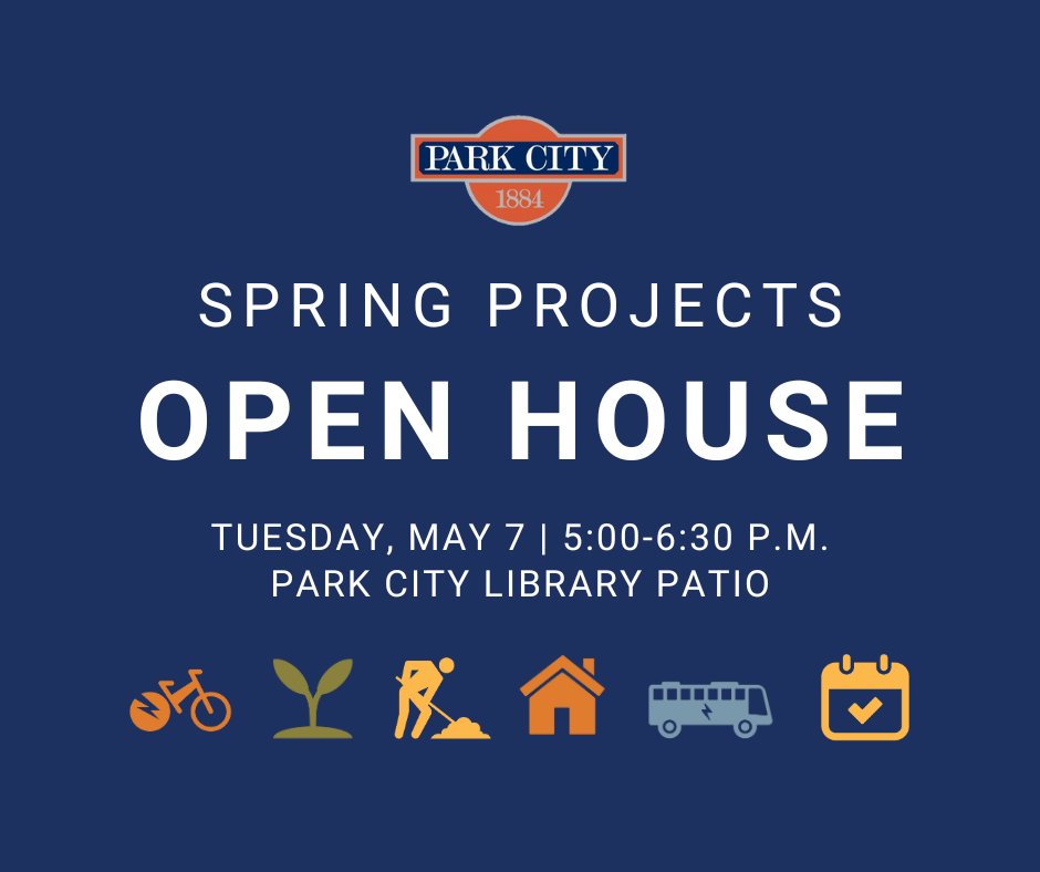Join us next TONIGHT from 5:00-6:30 p.m. for the Spring Projects Open House from @ParkCityLibrary. City teams will be on hand to discuss a variety of projects ranging from construction to @ParkCityRec, @ParkCityTransit, water infrastructure projects, and more!