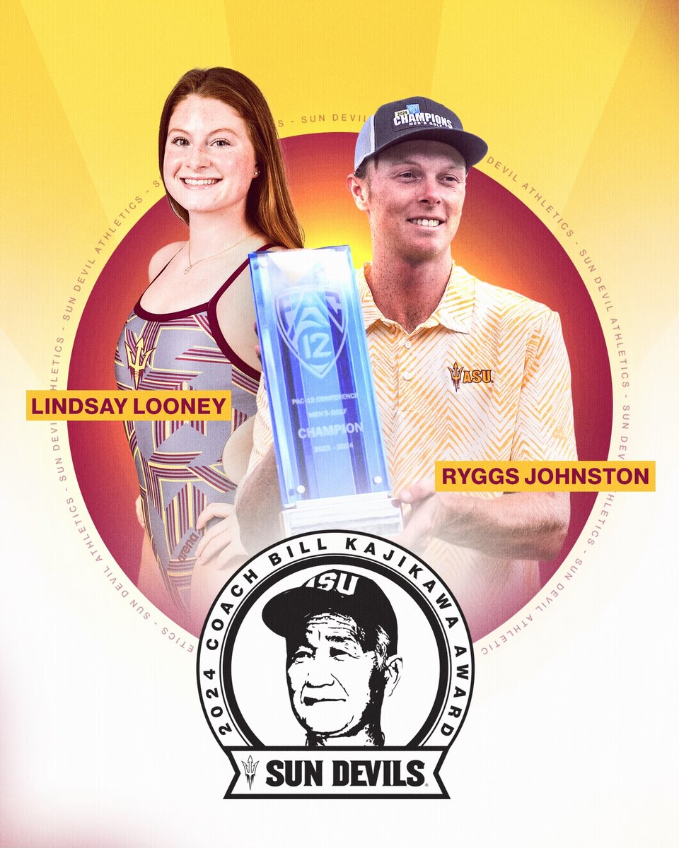 Recognized for their academic excellence, athletic accomplishment, leadership & service in the community. Congratulations to our own @Looney_LJ and @sundevilmgolf's Ryggs Johnston for being named this year's Kajikawa Award winners 🔱 📰 bit.ly/4b461nO