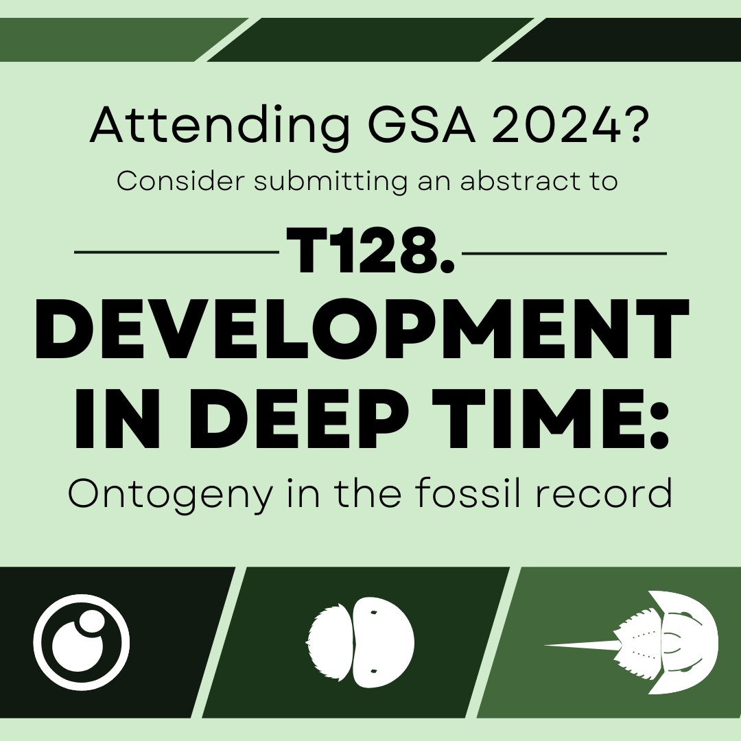 Sam Ocon ⚒🦂🇳🇮 (@coolacanth) on Twitter photo 🦂📢Planning on presenting this year at #GSA2024?Consider submitting to T128. Development in Deep Time: Ontogeny in the Fossil Record, which I'll be chairing with <a href="/FossilDetective/">Dr. James Lamsdell</a>.
Let's talk deep time development!
Sponsors: <a href="/TimeScavengers/">Time Scavengers</a> <a href="/PRInstitution/">Paleontological Research Institution</a> <a href="/PaleoSoc/">The Paleontological Society</a> <a href="/GSA_Geobio/">GSA Geobiology</a> 🦂📢Planning on presenting this year at #GSA2024?Consider submitting to T128. Development in Deep Time: Ontogeny in the Fossil Record, which I'll be chairing with <a href="/FossilDetective/">Dr. James Lamsdell</a>.
Let's talk deep time development!
Sponsors: <a href="/TimeScavengers/">Time Scavengers</a> <a href="/PRInstitution/">Paleontological Research Institution</a> <a href="/PaleoSoc/">The Paleontological Society</a> <a href="/GSA_Geobio/">GSA Geobiology</a>