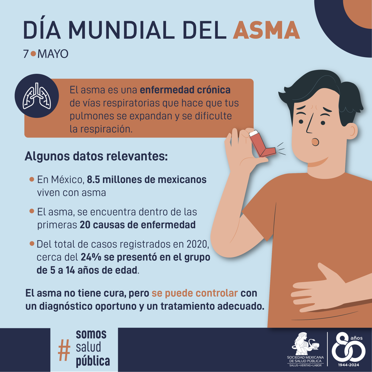 ¡Hoy es el Día Mundial del Asma! 🫁 El asma no tiene por qué limitarte: con tratamiento adecuado y un estilo de vida saludable, ¡puedes llevar una vida plena y activa!.