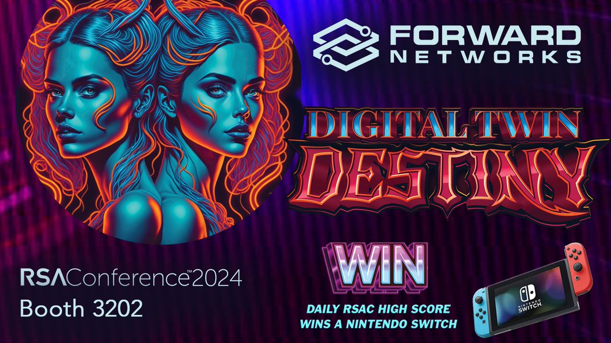 Have you been by the Forward Arcade in Booth 3202 at #RSAC? Try your hand at the Digital Twin Destiny pinball game for your chance to win a Nintendo Switch! Then view a demo with one of our networking experts and see digital twin technology live in action. bit.ly/3JTngfm
