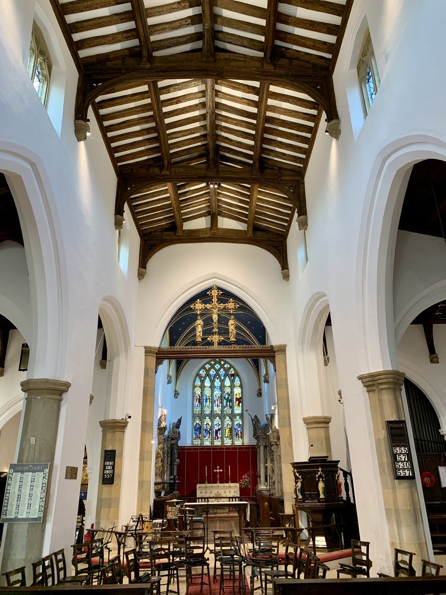 AmBand rehearsing in the beautiful St Marys Church, Old Amersham this evening ☀️🎺