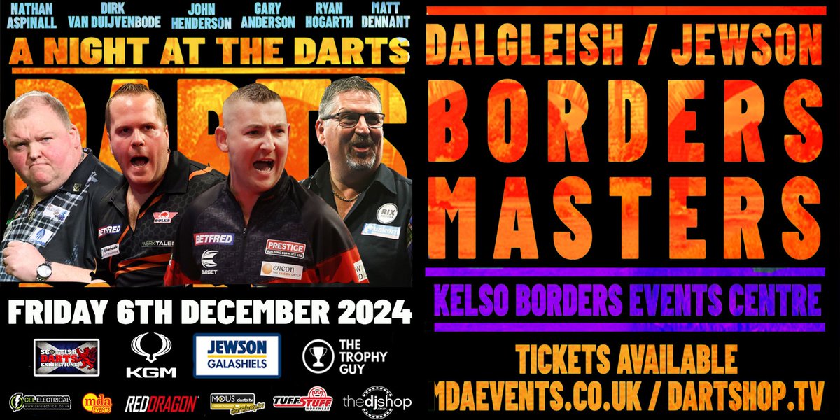 🚨NEW SHOW ALERT🚨 🎯KELSO! A fabulous night of darting action is headed your way this December! 🚂Anderson 🐍Aspinall 🍆van Duijvenbode 🏴󠁧󠁢󠁳󠁣󠁴󠁿Henderson & More! Tickets on sale this Friday!