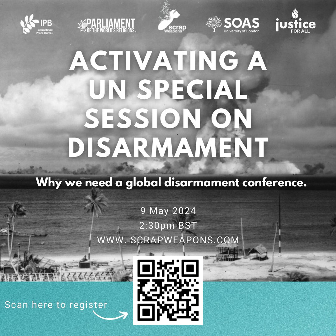 Come join us on MAY 9 at 2:30 PM BST in a consultation to discuss the current disarmament landscape and how civil society can ensure the effective implementation of the recommendations in the New Agenda for Peace, as well as the Pact for the Future. 🔗soas-ac-uk.zoom.us/meeting/regist…