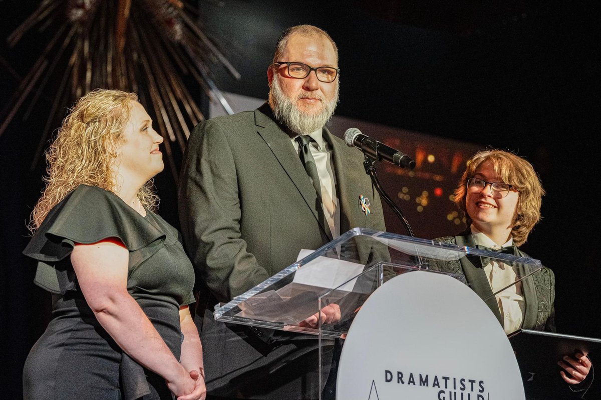 Last night, @TheDLDF honored the Hightower Family at @dramatistsguild Awards. When an anti-trans superintendent shut down a high school 'Oklahoma!' because Max Hightower was cast as Ali Hakim, Max's parents Amy & Phillip fought back and ultimately the show went on as cast.