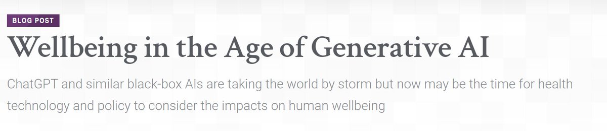 'One might wonder whether there are either technology or health policy approaches that might increase human autonomy in the age of AI rather than reducing it.' New blog from @lrvarshney on wellbeing in the age of Generative AI: academyhealth.org/blog/2024-05/w…