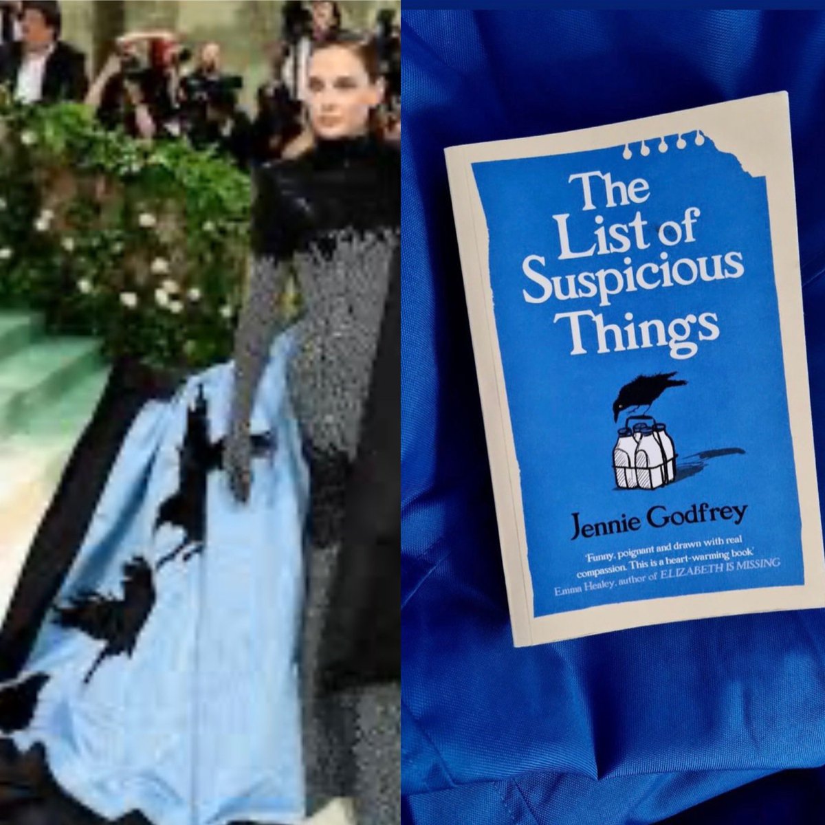 You can’t tell me that Rebecca Ferguson’s Met Gala outfit wasn’t totally inspired by #TheListofSuspiciousThings (thank you to April Doyle for pointing this out) #booktwitter #MetGala @Waterstones