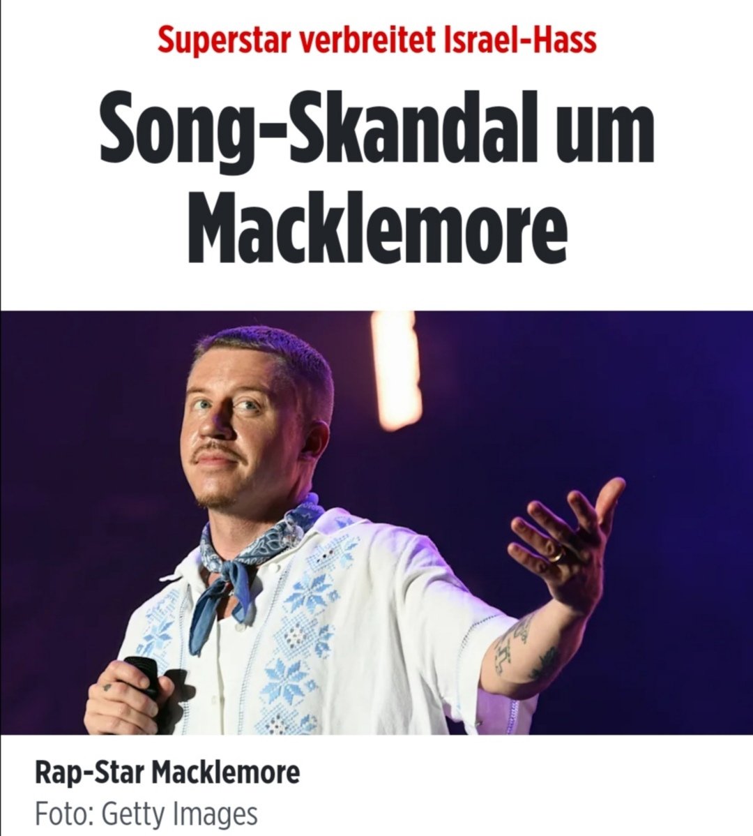 Macklemore haut Pro-Palästina Rap raus und wird dafür von der Blöd gecanceld.
Während die Staats-MC's der Antilopengang für ihren Pro-Genozid Rap von Blöd angehimmelt werden.
Egal Macklemores Song hat an einem Tag 100mal mehr Aufrufe als der Song der Springerrapper in einem Monat