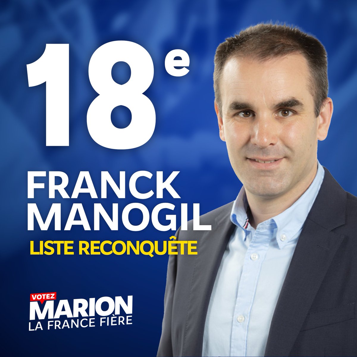 18. @franck_manogil est conseiller régional d’Occitanie et ancien conseiller départemental de Béziers. Il a 41 ans et vient de l’Hérault.