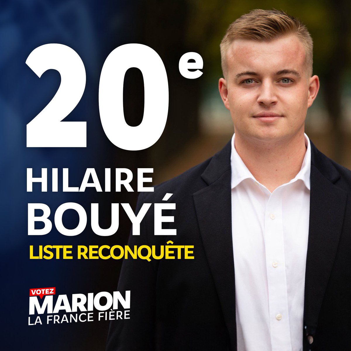 20. @HilaireBouye est vice-Président de @GenZemmour, a 24 ans et vient du Cantal.