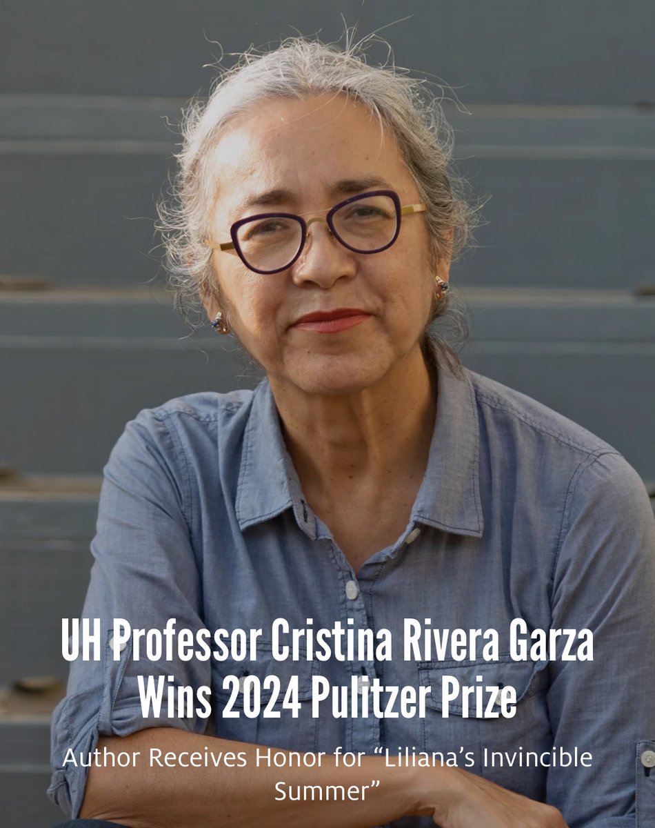Congratulations to Prof Rivera Garza for winning this year’s Pulitzer Prize… she is as awesome a person as she is the author! ⁦@uhclass⁩