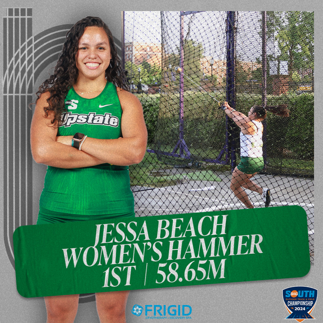 She earned a new personal best, new school record, and the first First Place finish on the women's side with her performance in the women's hammer. 

Jessa Beach collected her hardware on day one of the Big South Outdoor Track &amp; Field Championships!

#SpartanArmy ⚔️