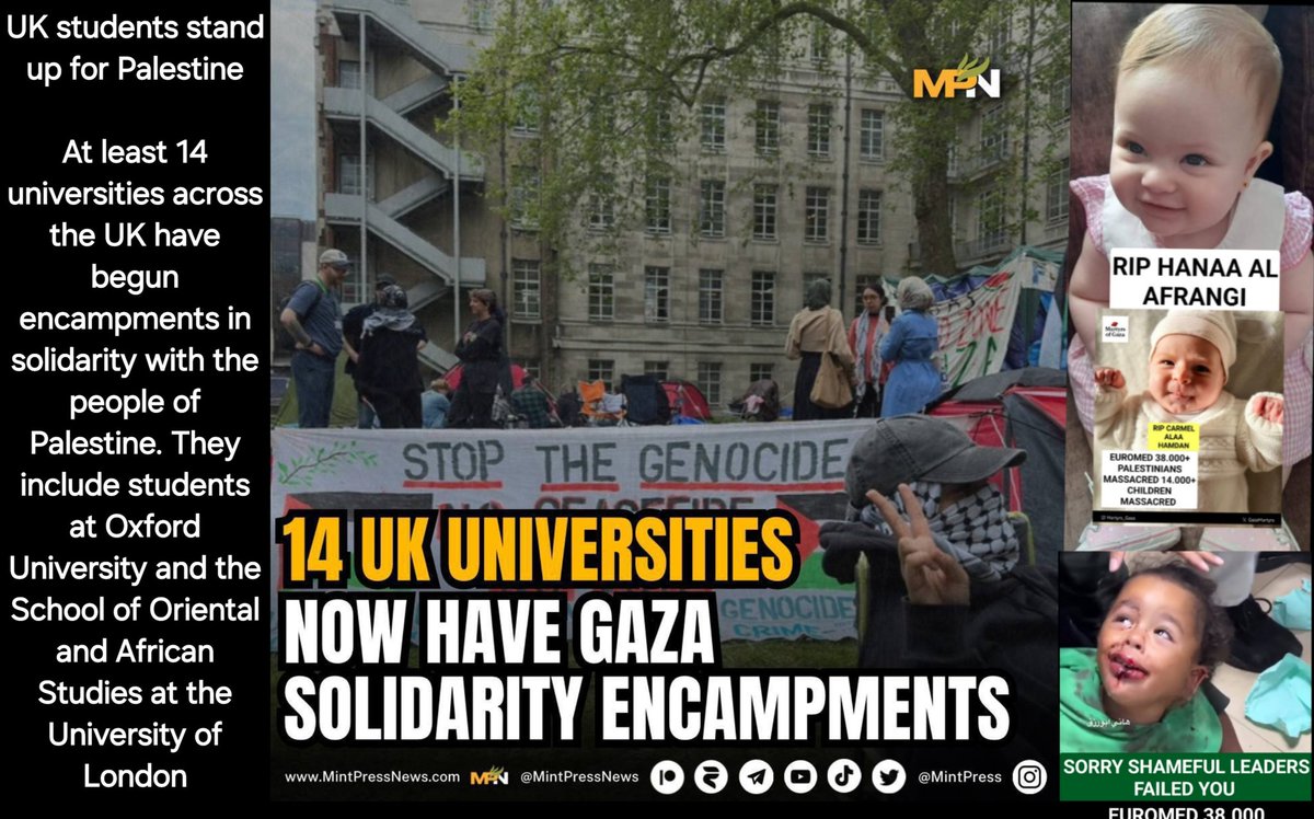 UK students stand up for Palestine

At least 14 universities across the UK have begun encampments in solidarity with the people of Palestine. They include students at Oxford University and the School of Oriental and African Studies at the University of London