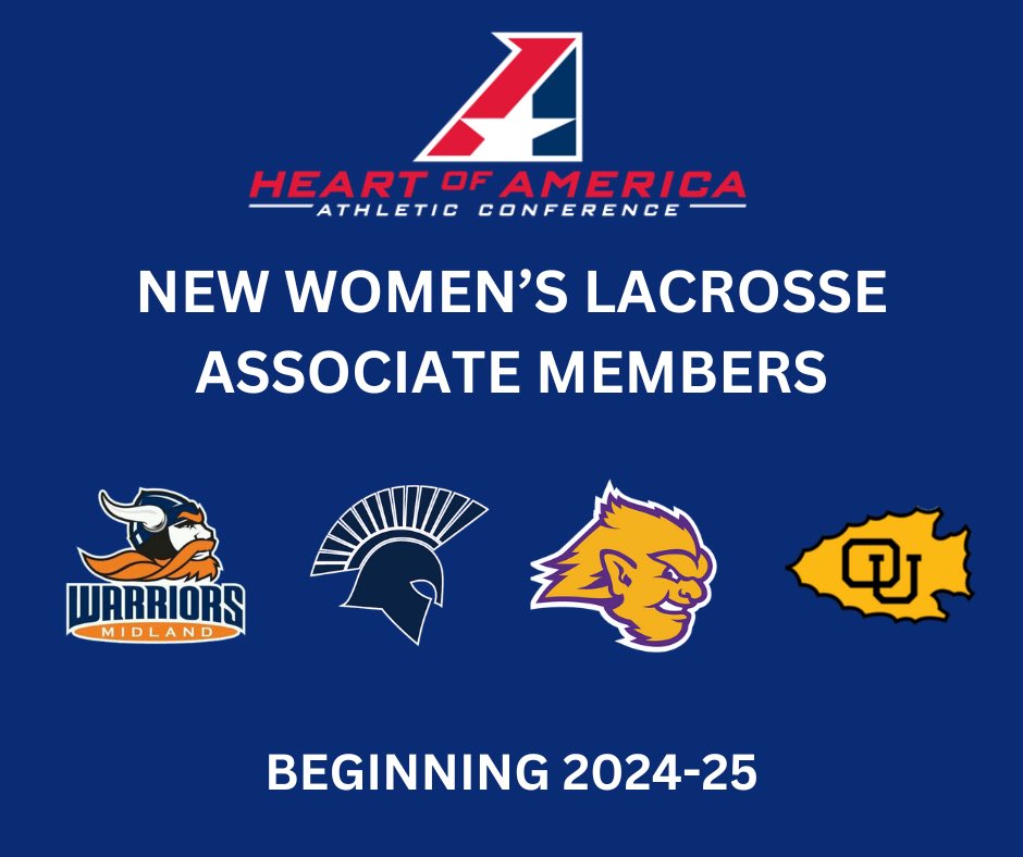 Heart of America Athletic Conference Welcomes Four New Women’s Lacrosse Associate Members beginning in 2024-25 Season 🔗 heartofamericaconference.com/sports/wlax/20… The inclusion the four new schools brings the conference’s Women’s Lacrosse membership to ten, listed ⬇️