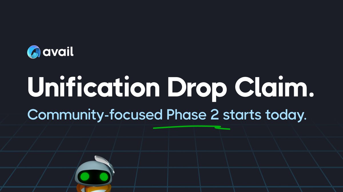Unification Drop Claim - Phase 2 launches now! To reward Avail’s community, Phase 2 introduces rewards for various groups, including: • Expanded rewards for an increased number of Clash of Nodes participants • Rewards for Liquid Staking Protocol Users for Polygon PoS • And…