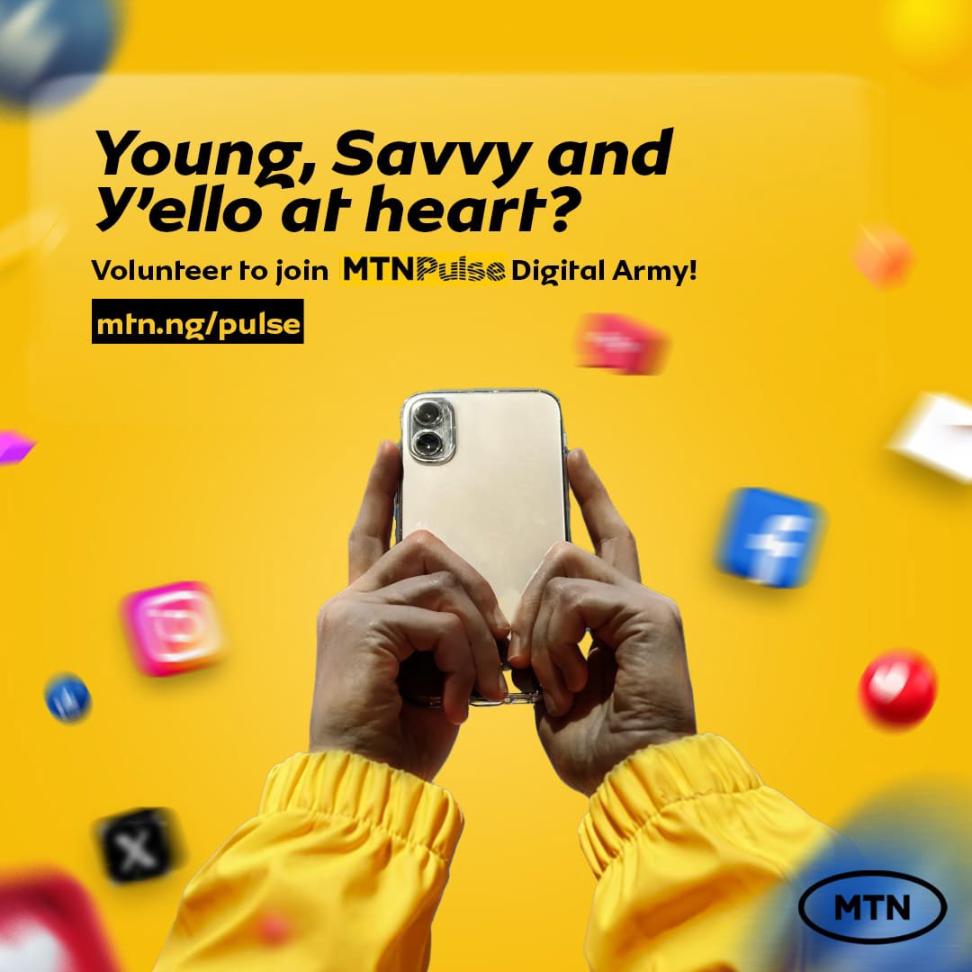 Are you social media savvy and do you love repping the MTN brand? MTN Pulse Digital Army is looking for YOU! Become a volunteer and get: A whopping 75GB FREE monthly data! and tons of awesome freebies for our top performers. Click here forms.gle/DcEVKFQKVLDi4t… to sign up and