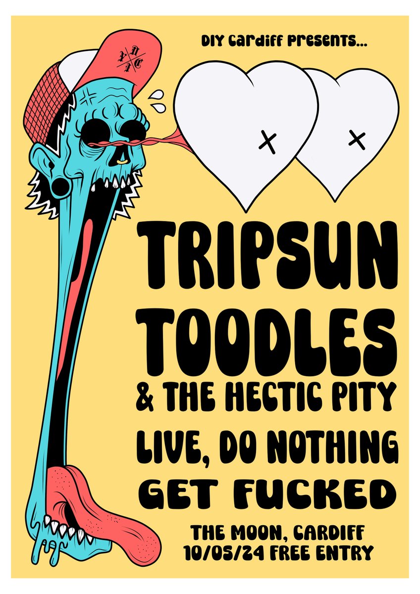 Wed 08.05 THOMAS TRUAX EGG SPECTRUM 7.30pm £6/8 Thomas returns with his musical inventions including The Hornicator & Sister Spinster 🧡 Fri 10.05 TRIPSUN TOODLES+THE HECTIC PITY LIVE,DO NOTHING GET F*CKED @DIYCDF awesome diy punk indie alt rock bands Bar opens 5pm-late FREE! 👇