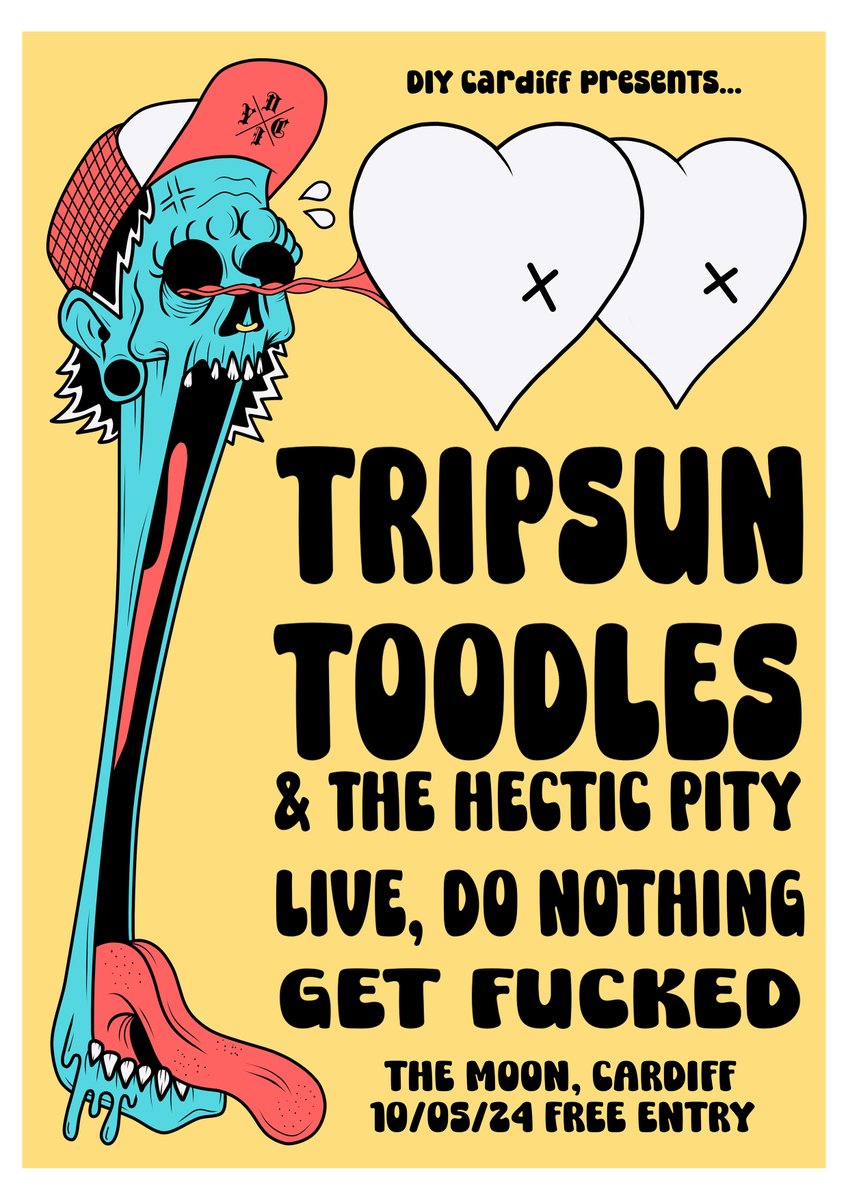 The Moon Cardiff 🎟️SUPPORT YR LOCAL MUSIC VENUE (@themooncardiff) on Twitter photo Wed 08.05
THOMAS TRUAX
EGG SPECTRUM
7.30pm £6/8
Thomas returns with his musical inventions including The Hornicator & Sister Spinster
🧡
Fri 10.05
TRIPSUN
TOODLES+THE HECTIC PITY
LIVE,DO NOTHING
GET F*CKED
<a href="/DIYCDF/">DIY Cardiff</a> awesome diy punk indie alt rock bands
Bar opens 5pm-late FREE!
👇 Wed 08.05
THOMAS TRUAX
EGG SPECTRUM
7.30pm £6/8
Thomas returns with his musical inventions including The Hornicator & Sister Spinster
🧡
Fri 10.05
TRIPSUN
TOODLES+THE HECTIC PITY
LIVE,DO NOTHING
GET F*CKED
<a href="/DIYCDF/">DIY Cardiff</a> awesome diy punk indie alt rock bands
Bar opens 5pm-late FREE!
👇