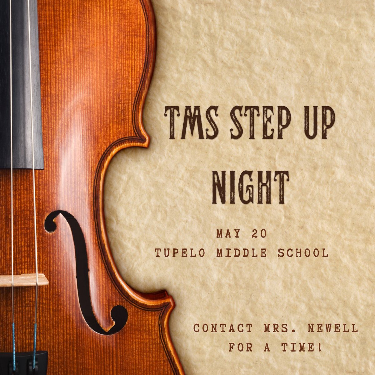 If any orchestra needs to step up! Please email Mrs. Newell for more information. @TupeloMiddle @MilamRipples #tpsd