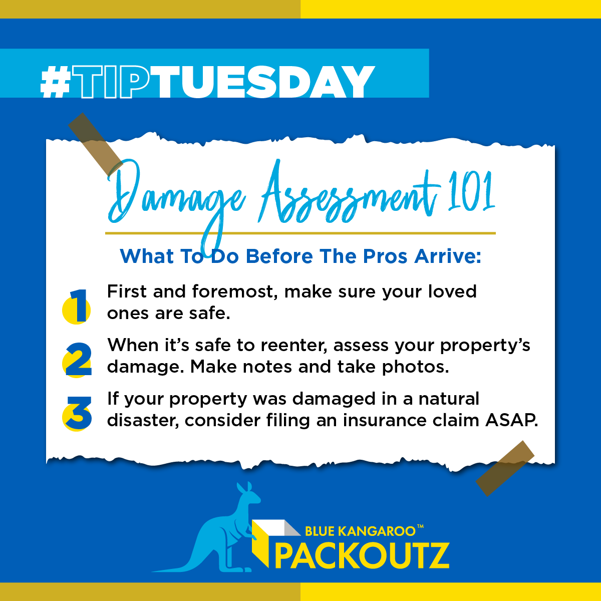 While home disasters are always unexpected, it is important to be prepared to take action. Here are a few initial steps you should take as you assess and make sense of the damage. #TipTuesday