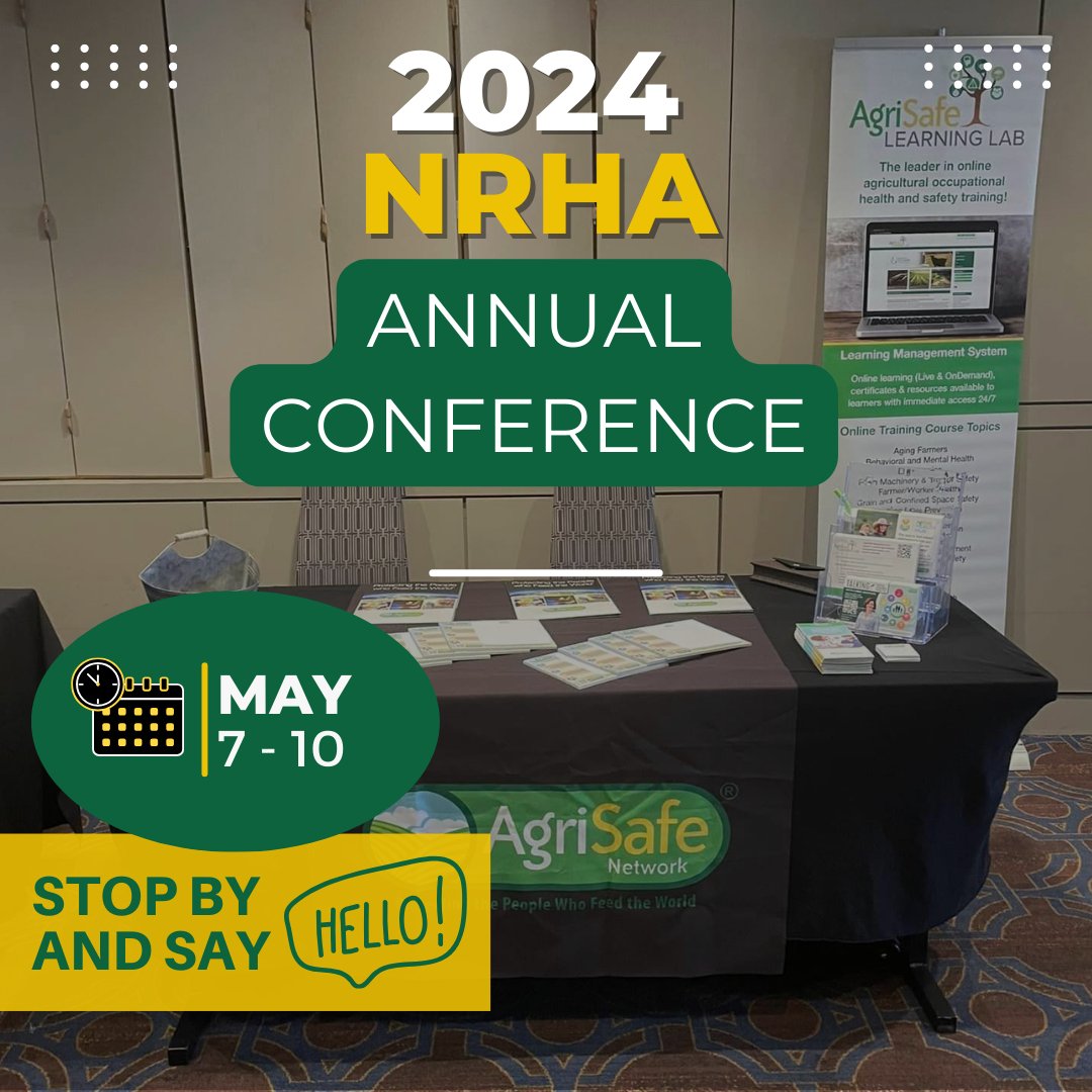 Calling all attendees of the 2024 NRHA Annual Conference in New Orleans, Louisiana. Be sure to swing by AgriSafe's booth to say hello and check out our resources. Don't forget to enter into our raffle for a FREE membership! #ruralhealth