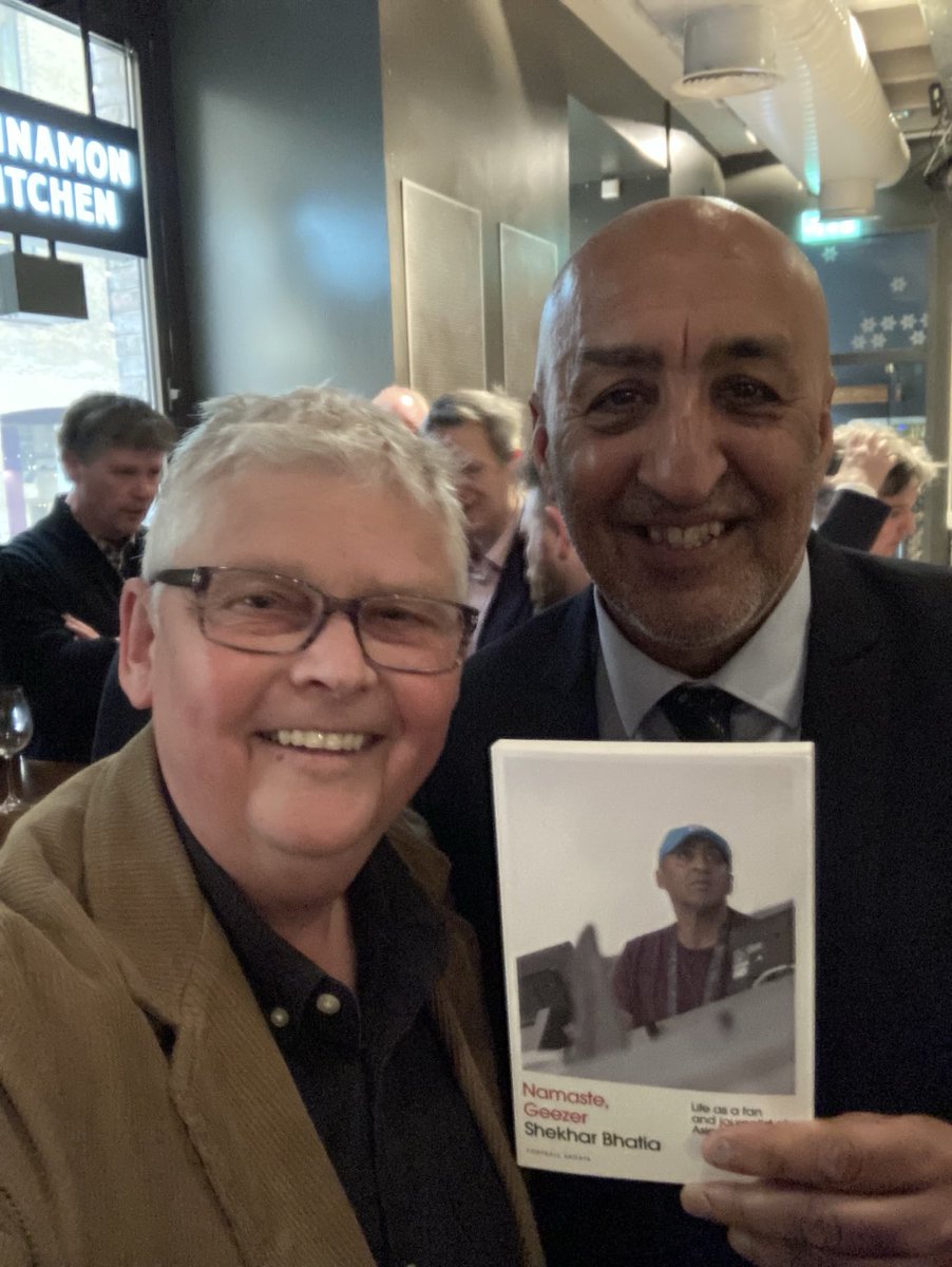 Book launch for ⁦@shekharbhatia⁩ great new book in the #FootballShorts series, #NamasteGeezer. It’s selling well, thankfully.