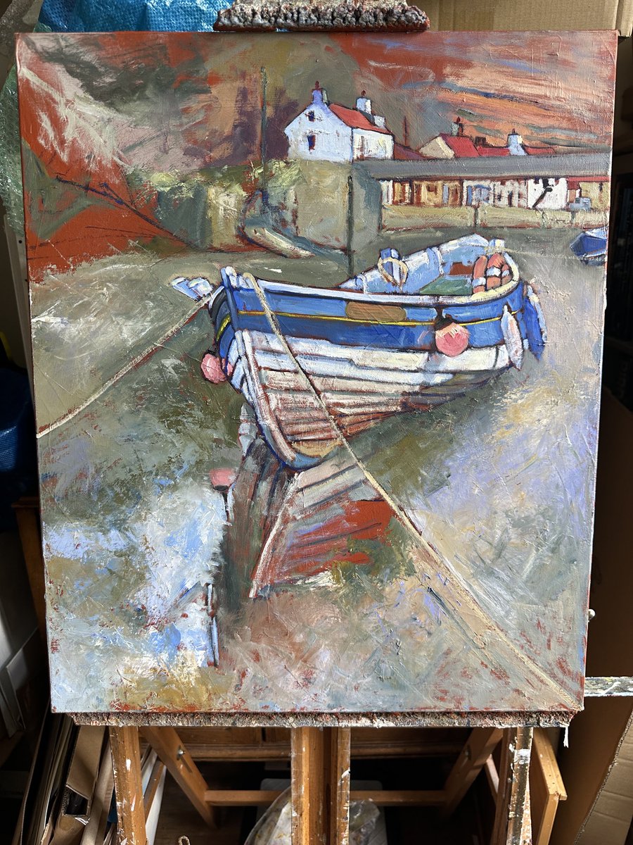 I couldn’t resist doing some more to my #WIP #Mizpah #Staithes #Beck #oils #muse #boat #doubleender Might just have to start another #WIP for this weekend ⁦@openupsheffield⁩