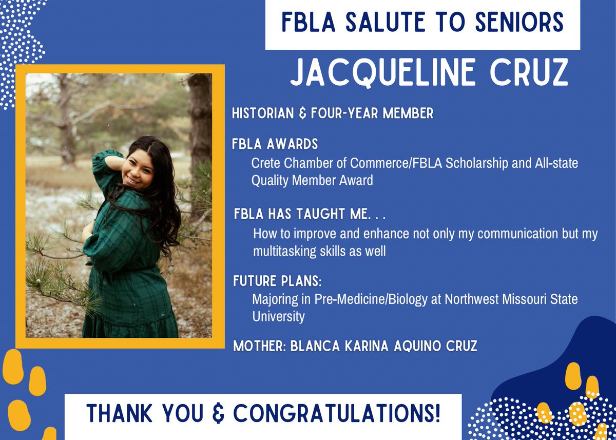 Congratulations Jackie! #CreteCardinals #FBLA_TogetherWeAchieve