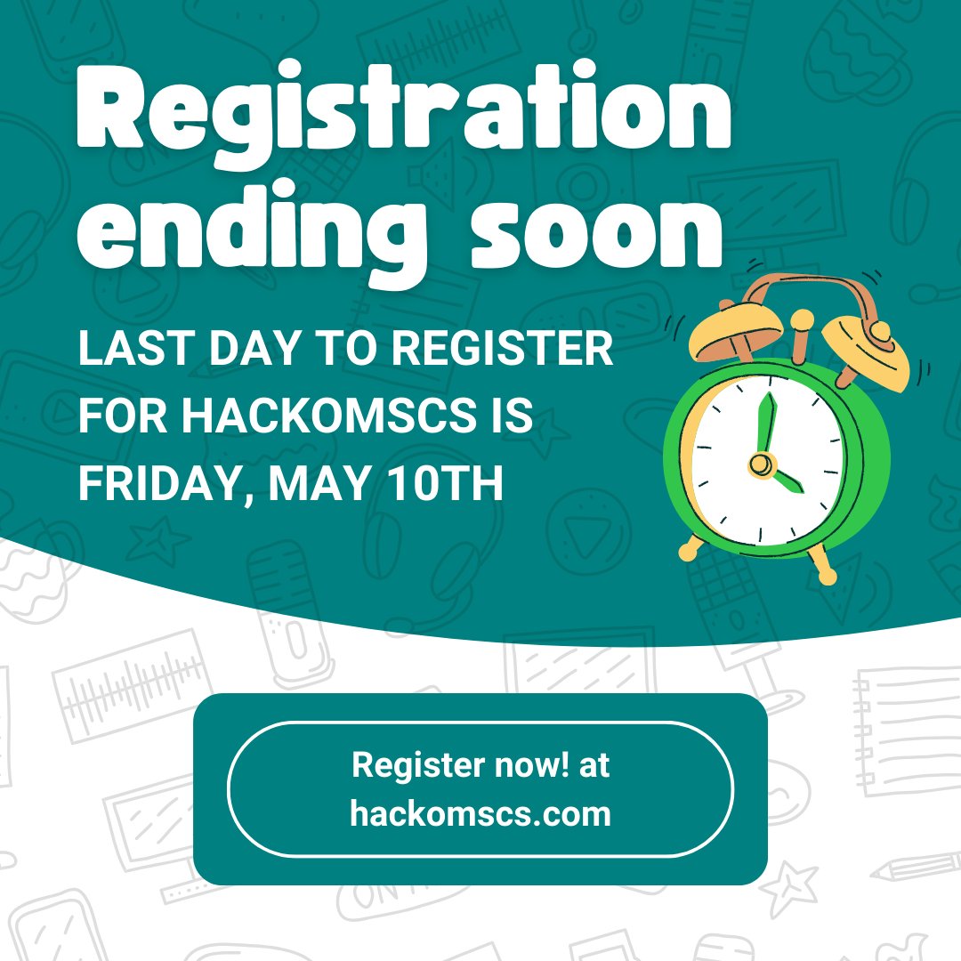 hackOMSCS's tweet image. Time is running out to register for Georgia Tech&apos;s first ever hackOMSCS! ⏳ Last day to register is Friday, May 10th! 🌞 Register now at hackomscs.com #hackathon #virtualhackathon