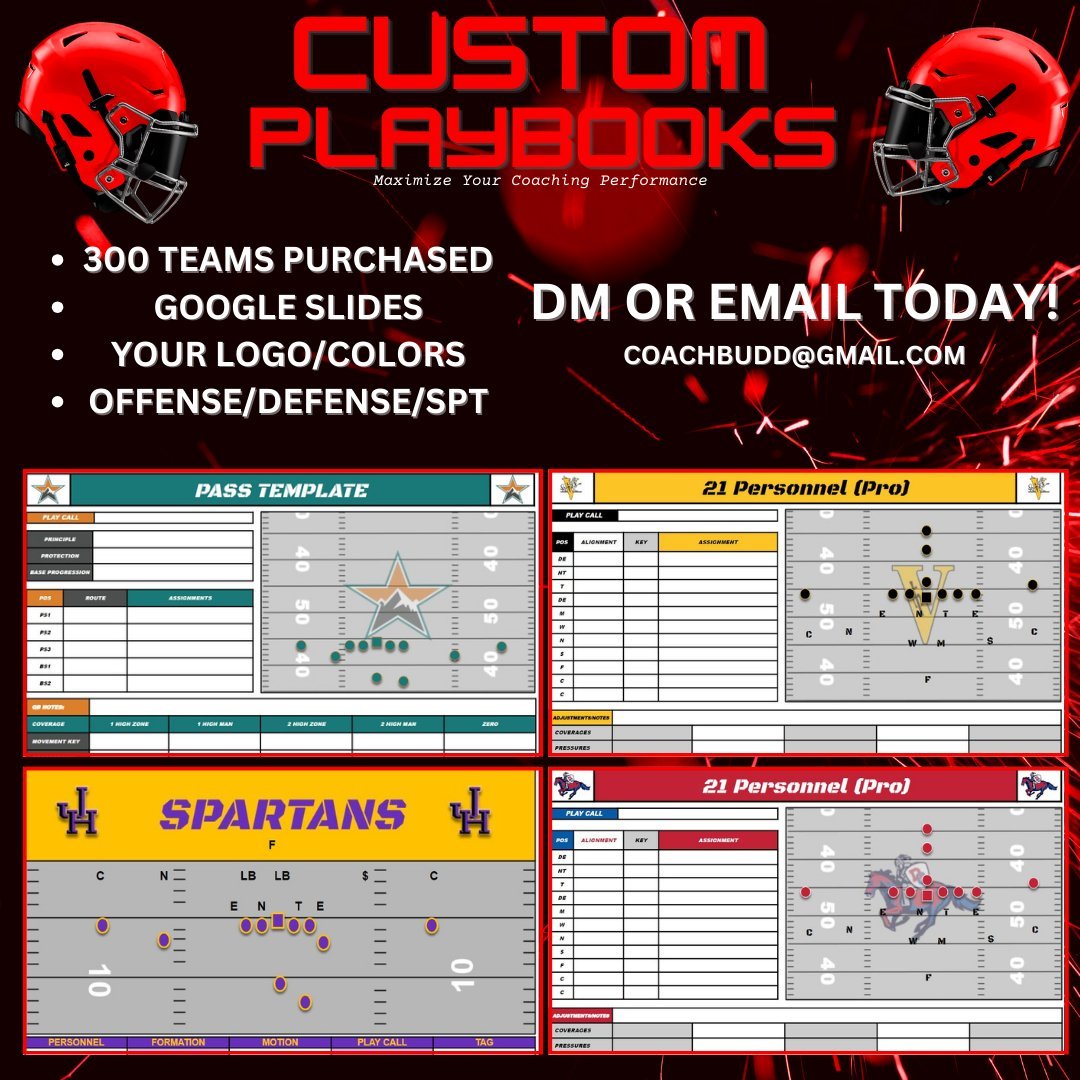 COACHES HIT ME UP TODAY AND I'LL SEND YOU SOME EXAMPLES!  GET YOUR PLAYBOOK LOOKING GREAT, FOR A GREAT PRICE!