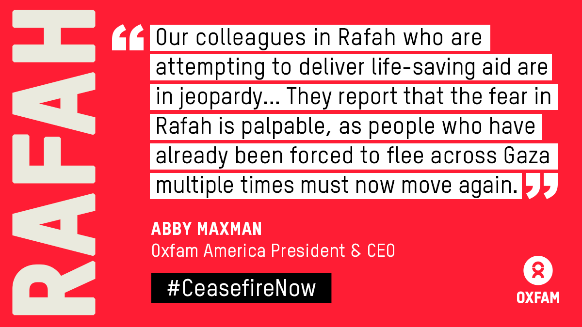 As Israeli forces move into Rafah an unparalleled humanitarian catastrophe is happening before our eyes- against the backdrop of U.S. arms sales and military support for Israel. Demand @POTUS stop U.S. arms sales and push for a permanent #ceasefire: oxf.am/3UMR43J