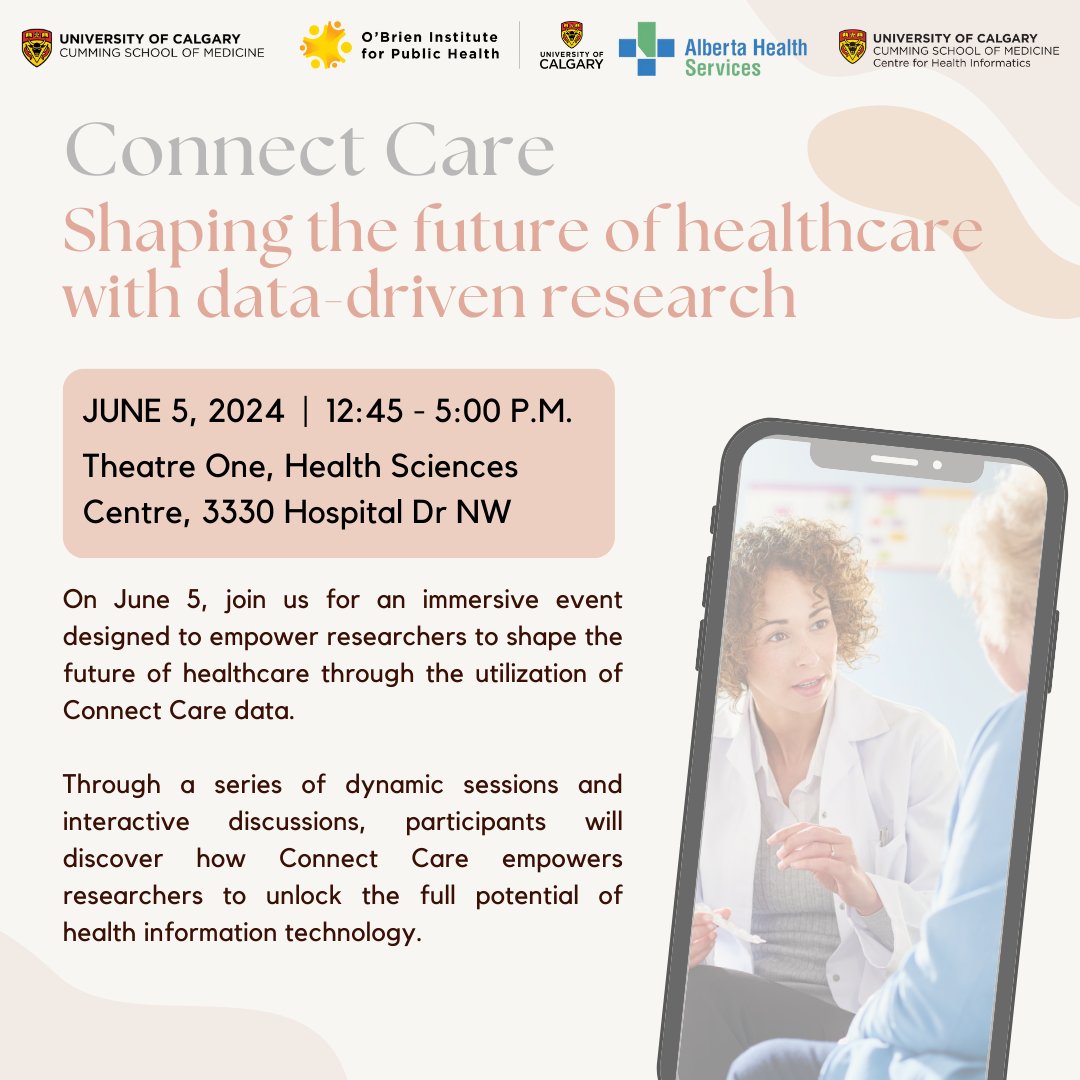 Join us @UCalgaryMed @AHS_media & @UCalgaryCHI on June 5 for a riveting event focused on empowering researchers to drive meaningful change using Connect Care. If you're a researcher, or training to be one, this event is for you!

obrieniph.ucalgary.ca/news-and-event… 

#healthcare #innovation