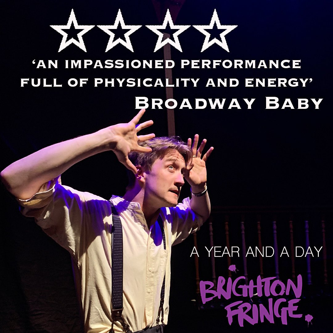 We got a great review from Broadway Baby for our performance in Wimbledon! A Year and a Day starts in Brighton fringe tomorrow and we can’t wait! 
8th-12th May
@brightonfringe 
@RotundaDome 
#findyourstory #thrill #talent #brighton #brightonfringe #fringetheatre #soloshow