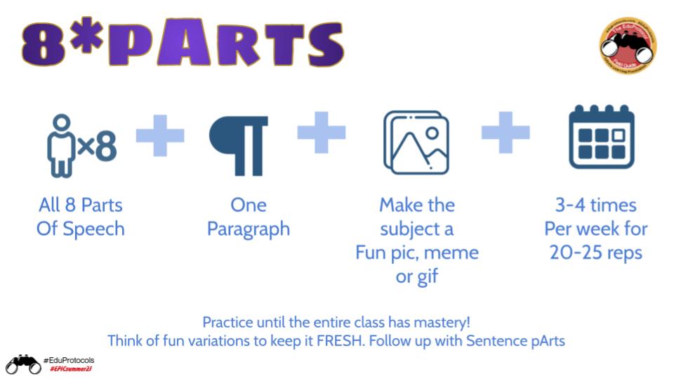 Who is planning for summer school with EduProtocols? Working on a writing program leveraging 8 p*ARTS/Sentence Parts and Random Emoji Power Paragraph. What are you planning? Or what would you do for an hour a day for 4 weeks? #eduprotocols